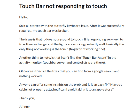 Touch Bar funktioniert nicht auf MacBook
