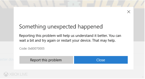 Microsoft Store-Fehler 0x80070005