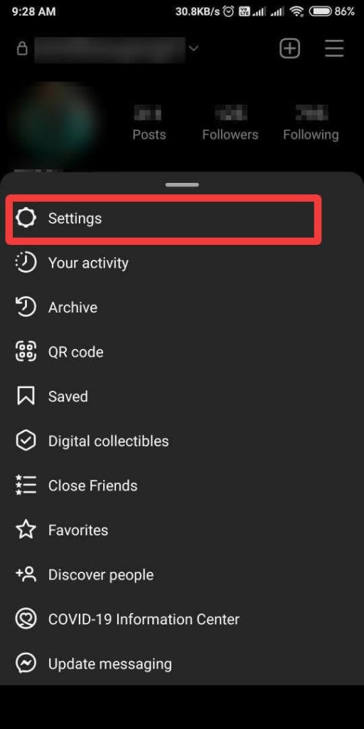 Tap on Settings
