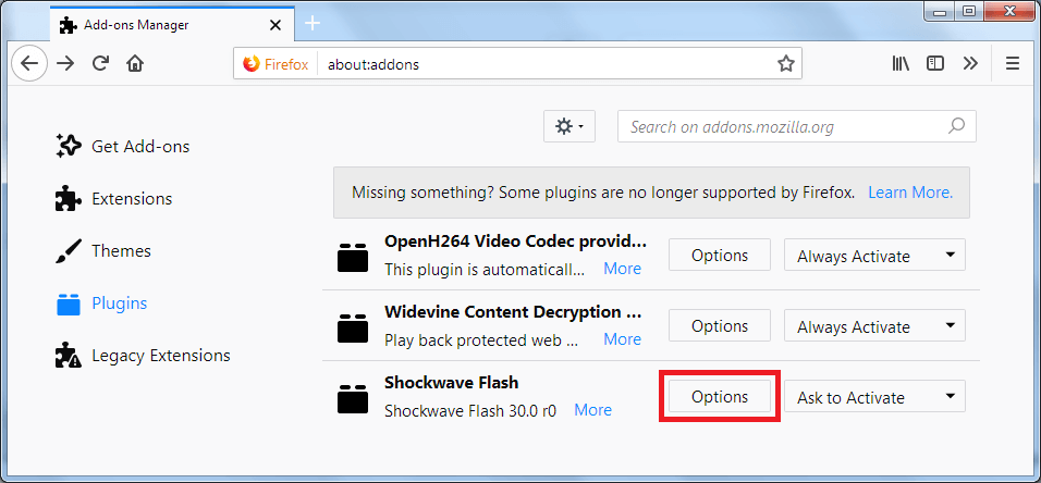 shockwave flash player plugin for firefox