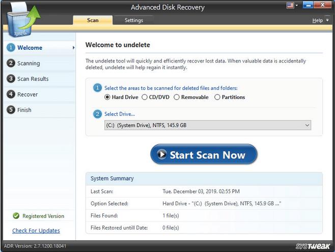 Главный экран Advanced Disk Recovery