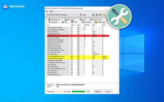 crystaldiskinfo caution reallocated sectors count fix