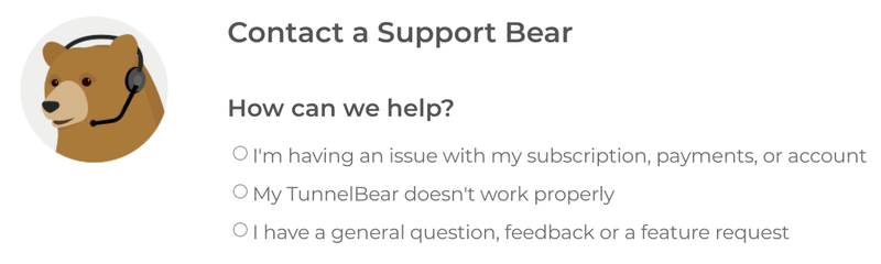 TECH SUPPORT - TunnelBear VPN