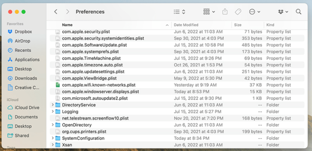Preferences sub-folder