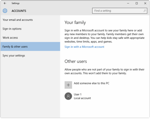 how to add another user in windows 10