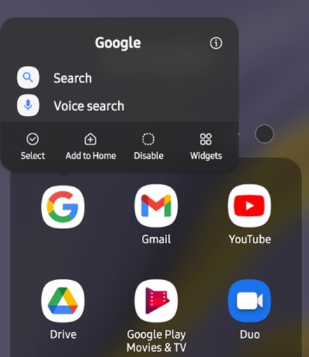 Verknüpfungssymbol für die Google App