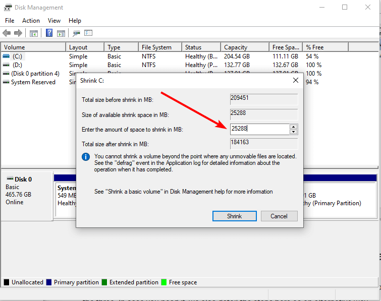 So verkleinern Sie das Laufwerk C in Windows 10