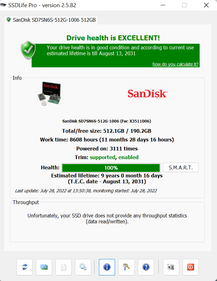 SSDLife Pro to check SSD health in windows 11