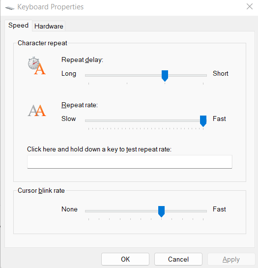 keyboard properties - fix keyboard lag windows 10