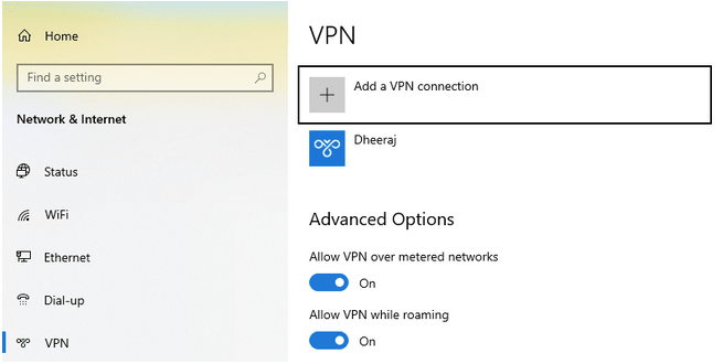 Настройка VPN с помощью встроенной функции Windows 10