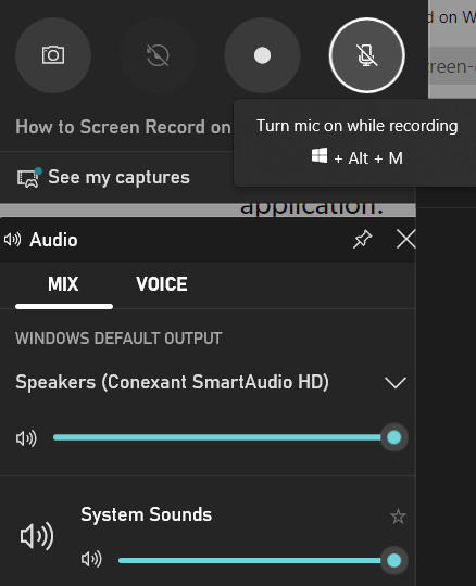 Start recording option