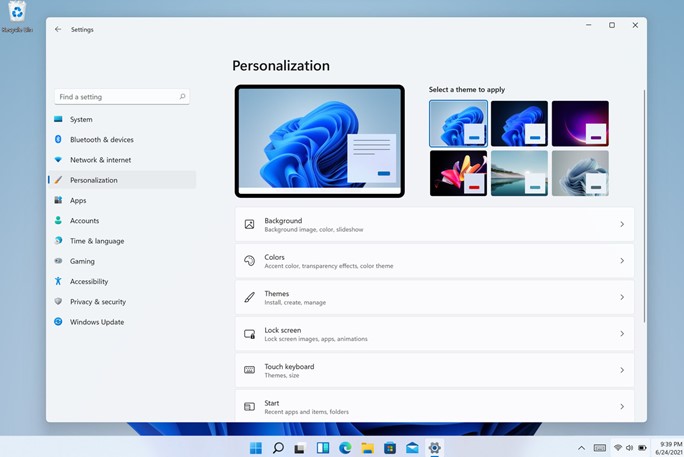 settings window