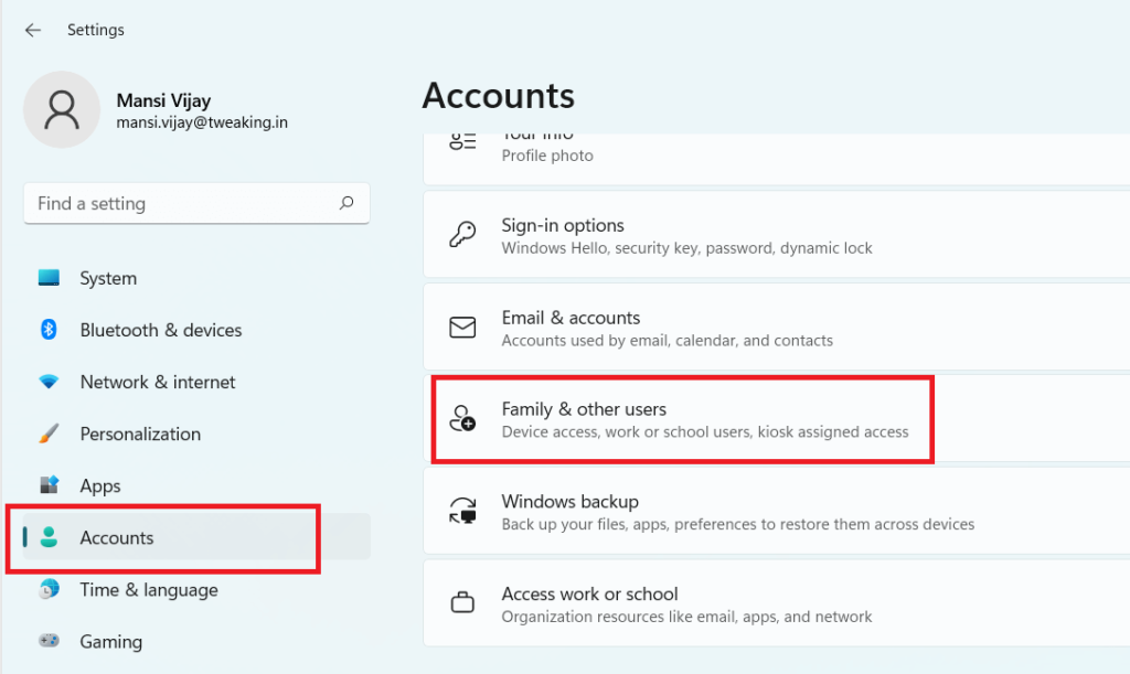 Family & other users