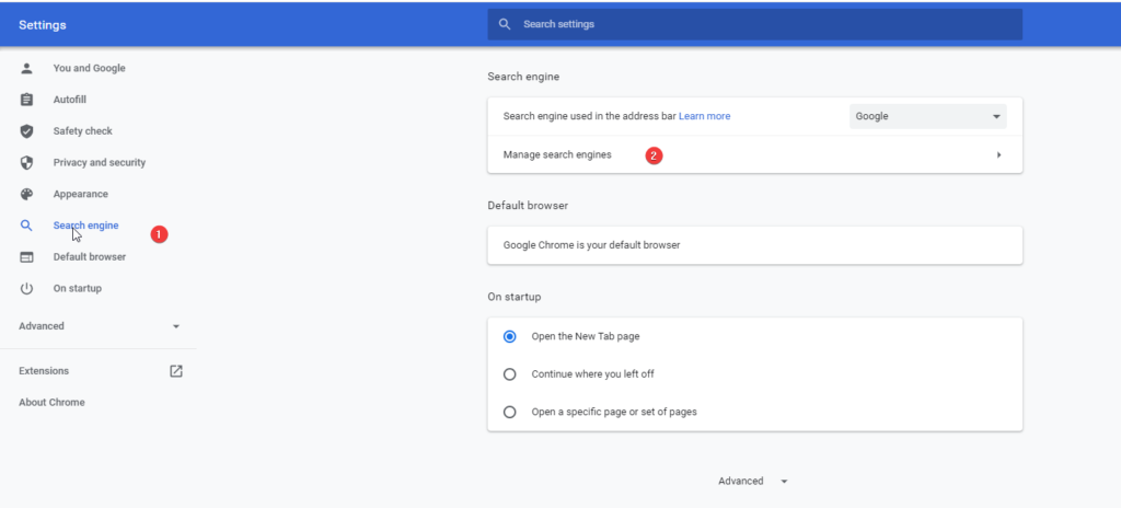 Manage search engines