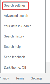 Search settings
