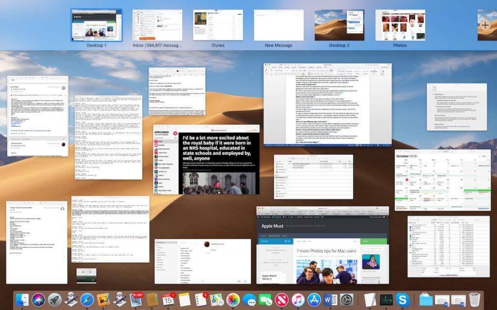 Geteilter Bildschirm auf einem Mac