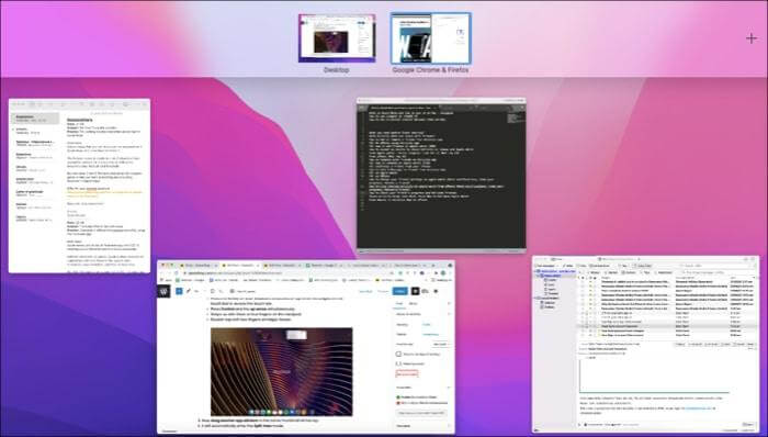 Geteilter Bildschirm auf einem Mac