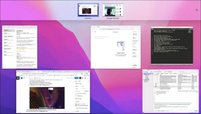 Geteilter Bildschirm auf dem Mac