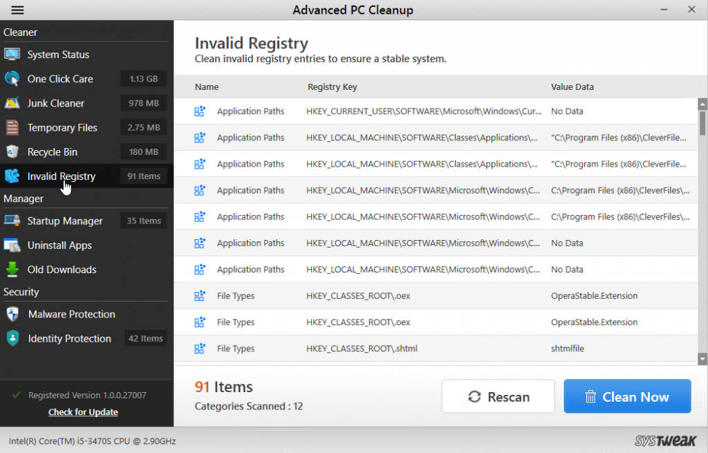 Registry Error