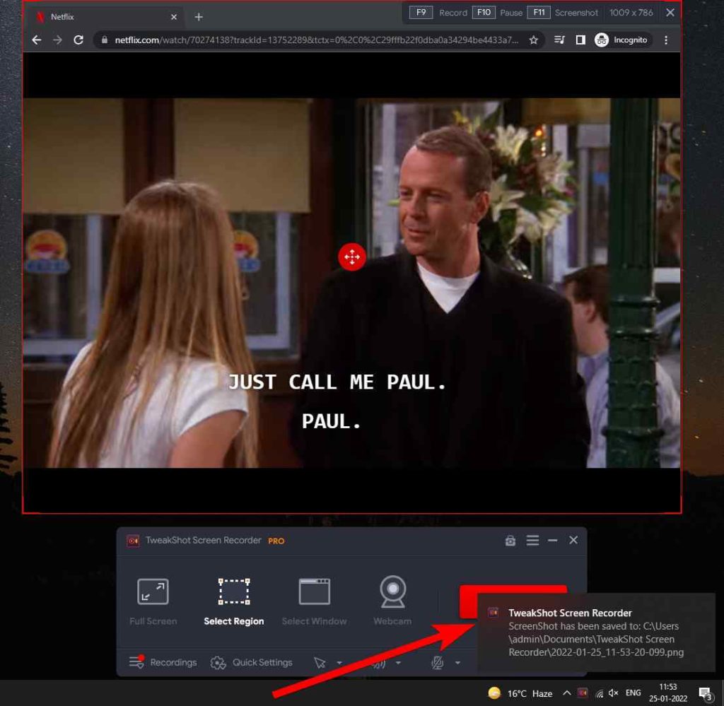 how to take screenshot on Netflix