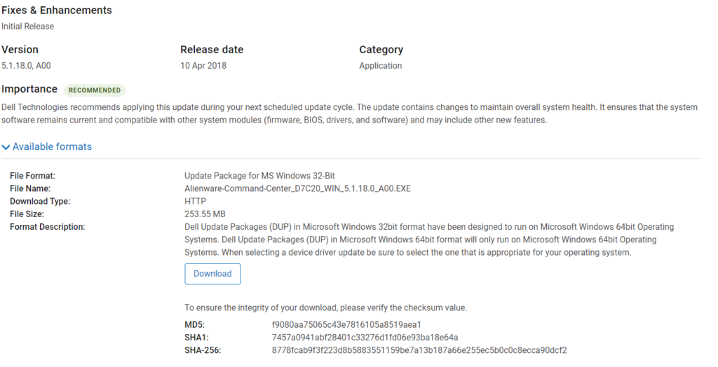Alienware Kommandozentrale Windows 10