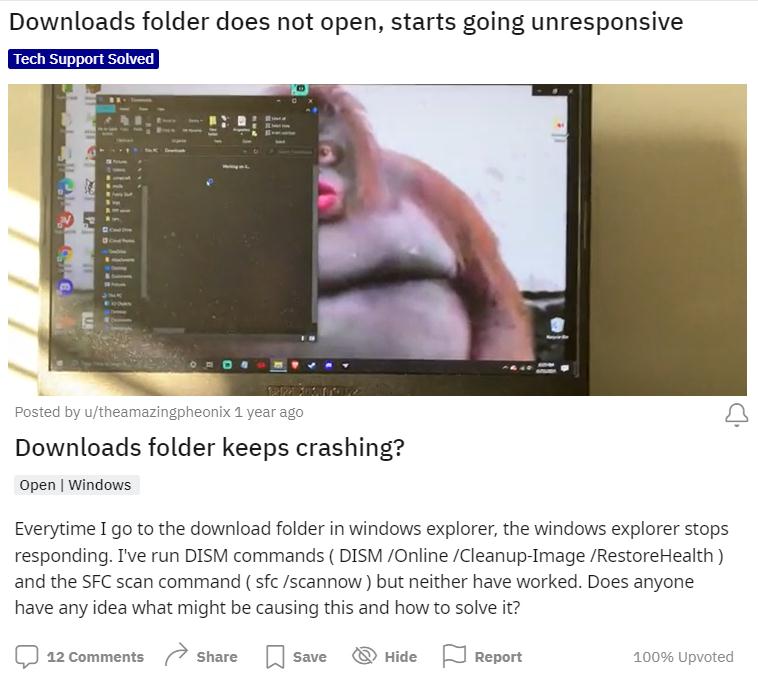 downloads folder keeps crashing