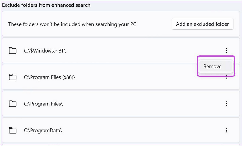 excluded folders
