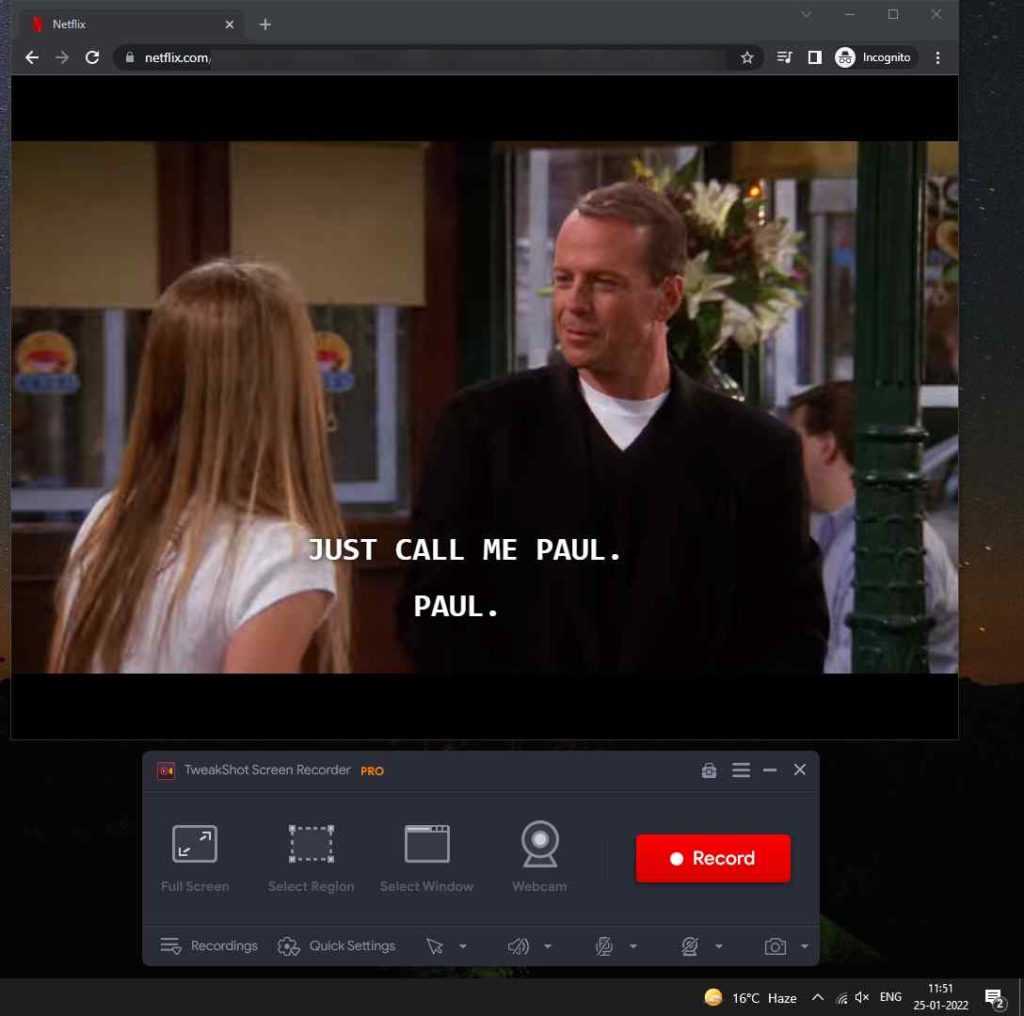 how to capture screen netflix