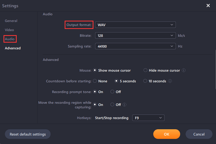 record wav file