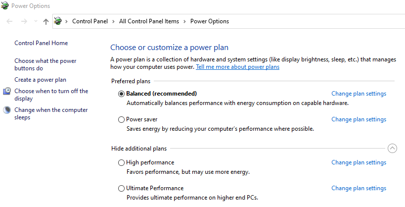 Change plan settings