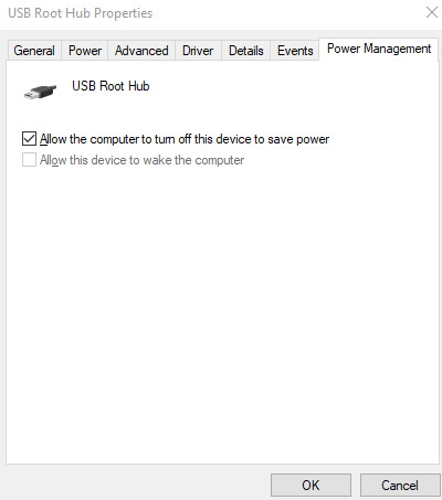 Power Management tab