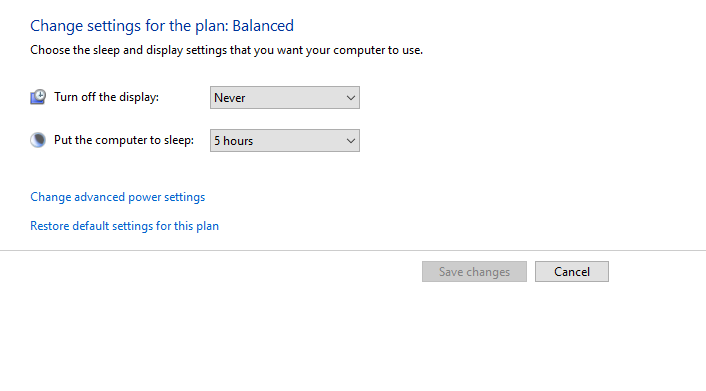 advanced power settings