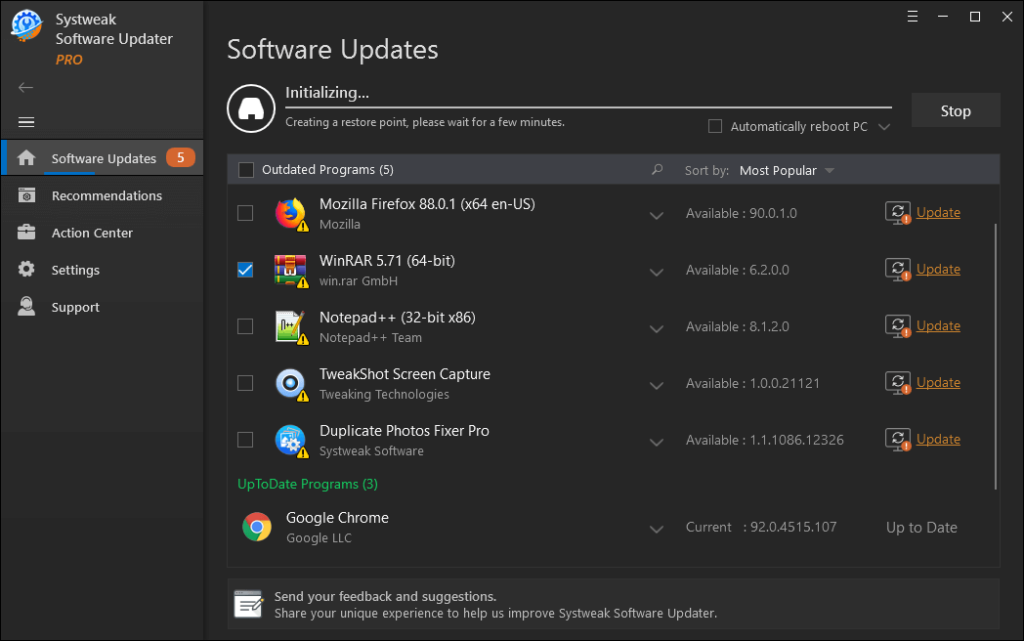 Systweak software updater