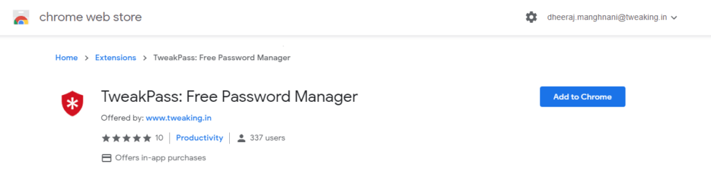 Add to Chrome option