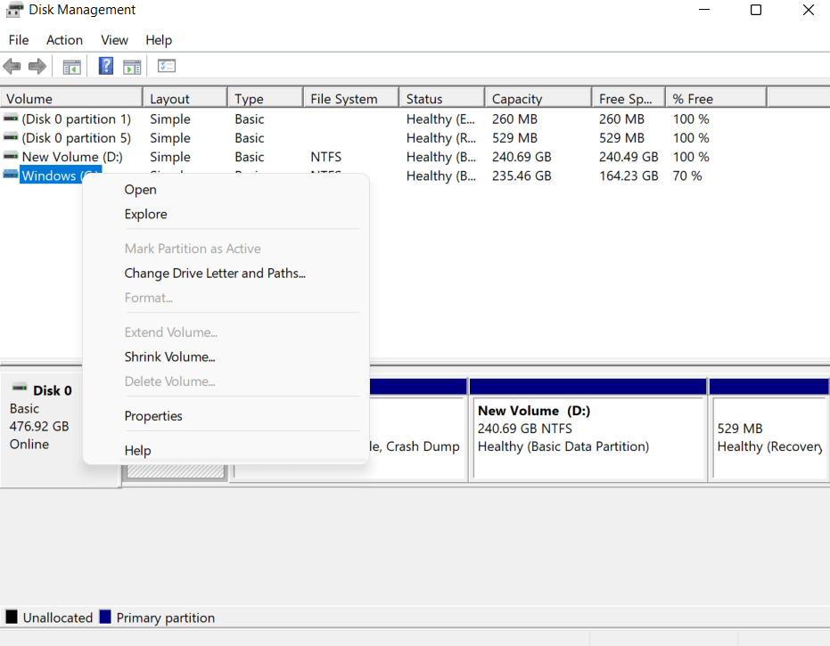 not enough disk space windows 10
