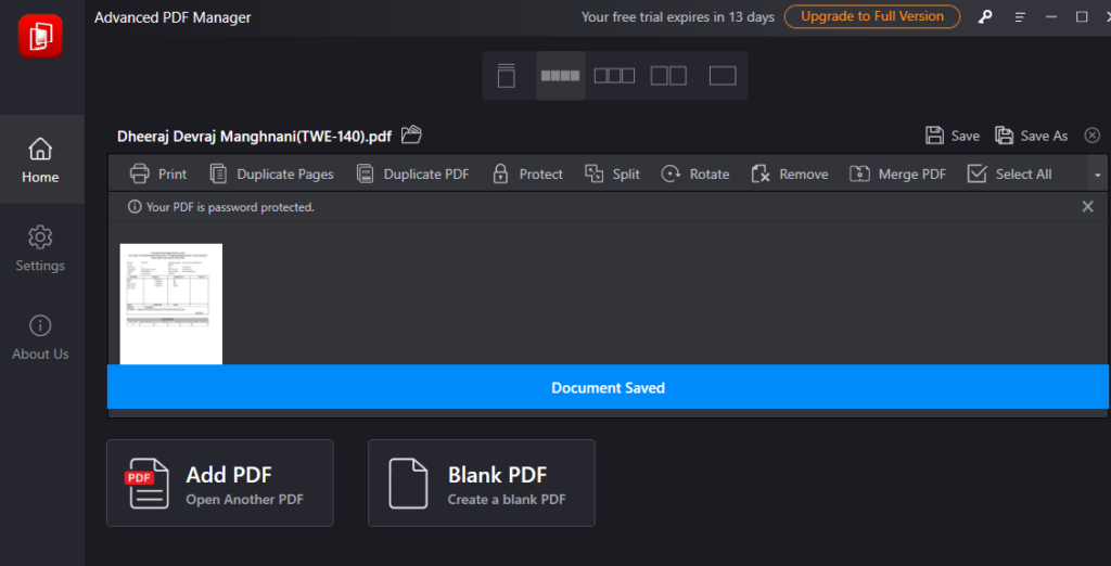 PDF password