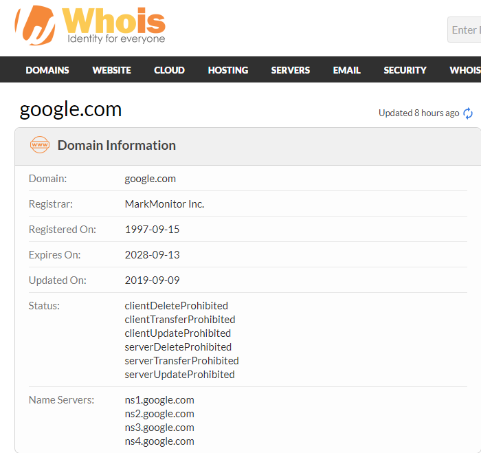 Website’s Domain Registration