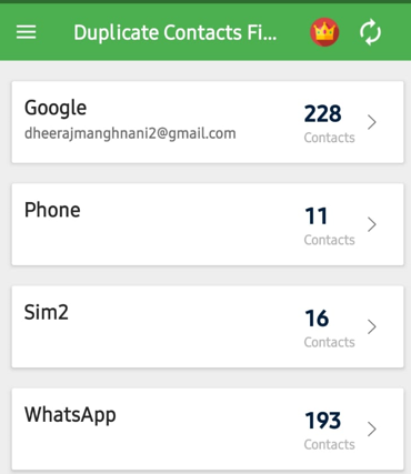 list of your contacts