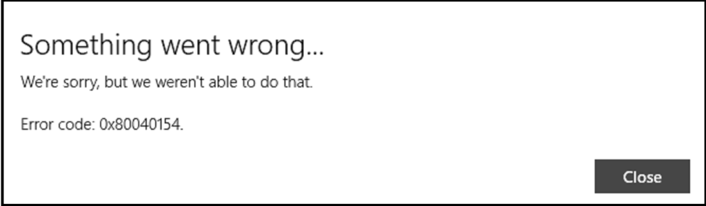 0x80040154 windows update