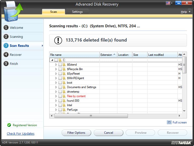 Advanced disk recovery