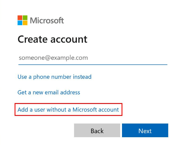 Add a user without a Microsoft account