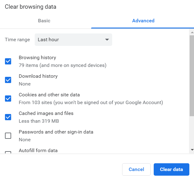 Advanced tab