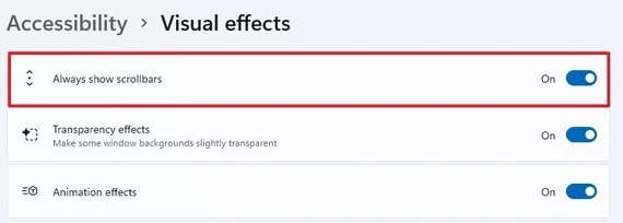 Always Show Scrollbars