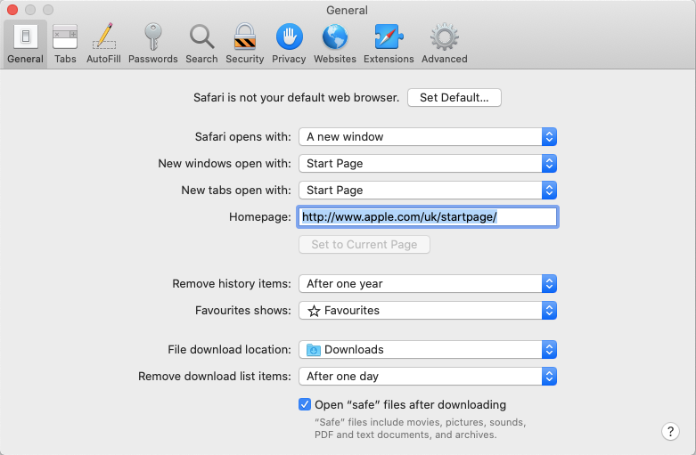 about blank Apple Safari