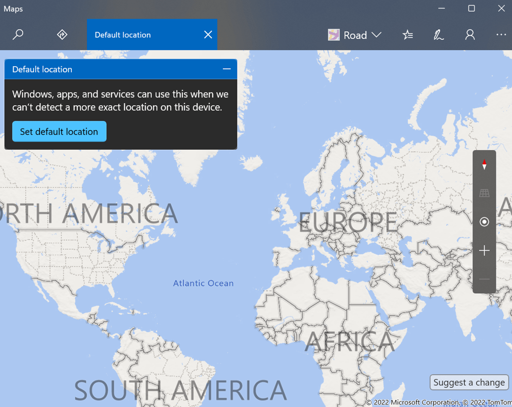 Set default location