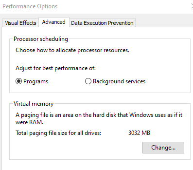 Virtual Memory box