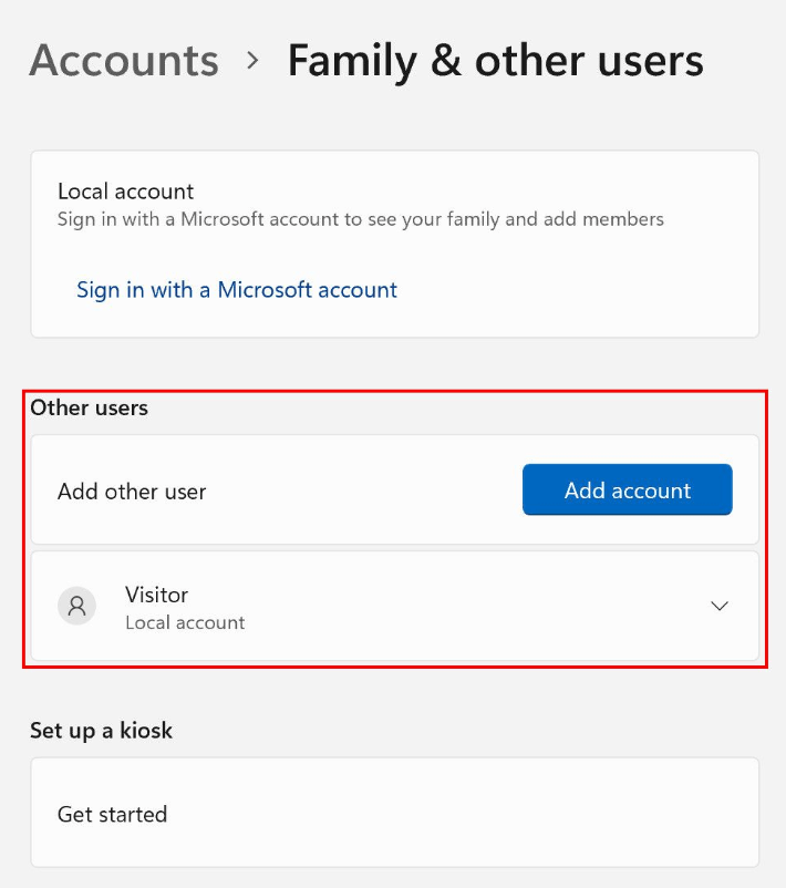 remove the account