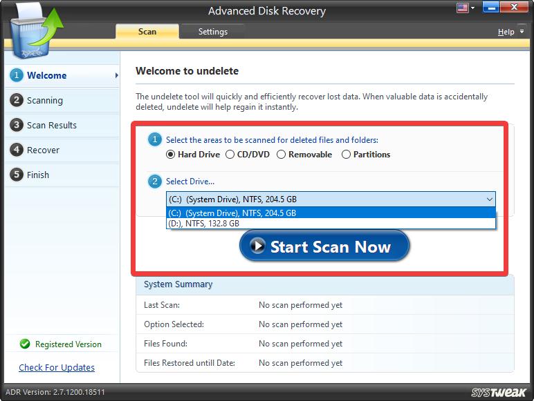 start scan now