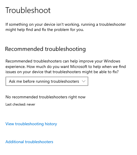 Additional Troubleshooters