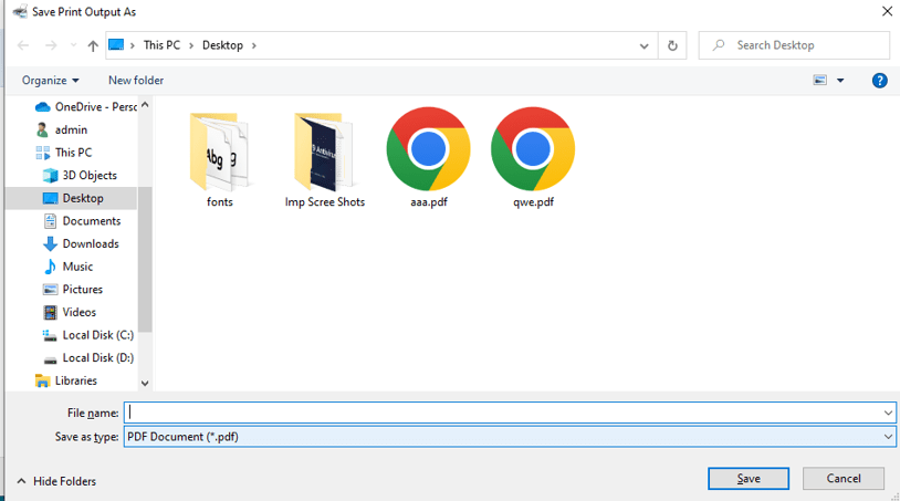 Choose a name for the PDF